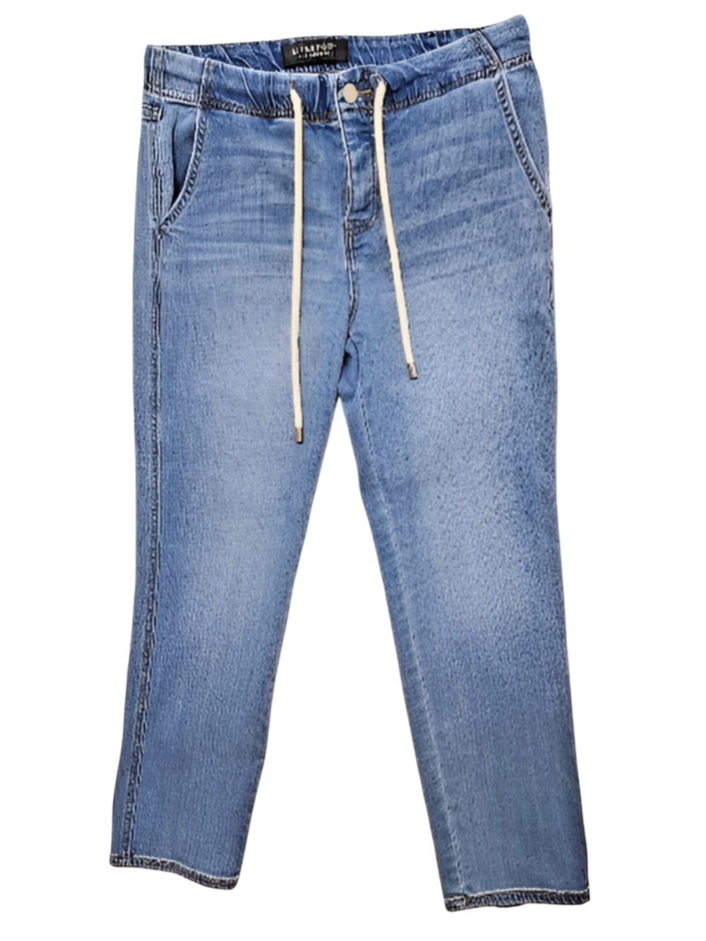 Liverpool Size 6 Light Wash Straight Ankle Jeans Drawstring Waist Cotton Stretch - Picture 2 of 9